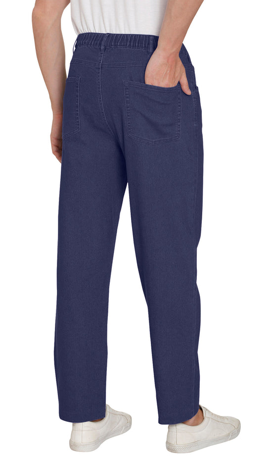 Men’s Lightweight Casual Elastic Waist Pull-On Jeans – Denim & Twill Pants with Easy Fit
