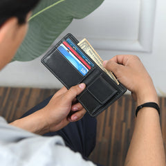 Classic Black Leather Wallet for Dad