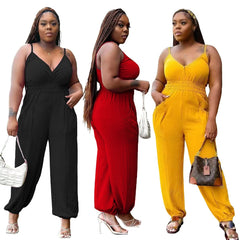 Women's Slip Plus Size Woman Cotton And Linen Jumpsuit