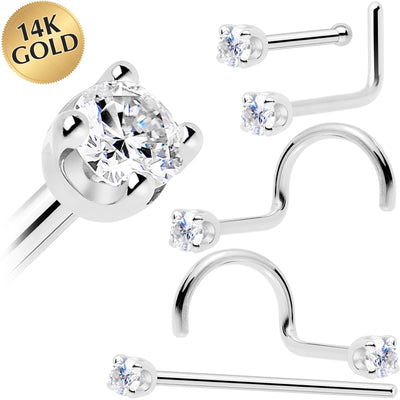 14k White Gold 2mm Lab Grown Diamond Nose Ring