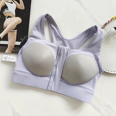 Women's Zipper Shockproof Sports Bra