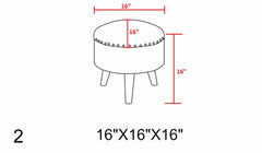 Brick Red Wood Frame Ottoman Stool
