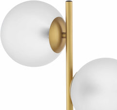 Mustard Modern Table Lamp with glass details for bedside or console tables
